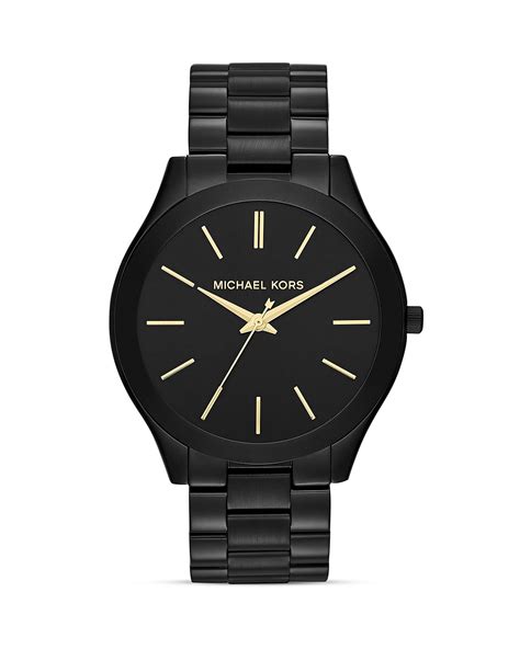 michael kors slim runway gunmetal three-hand watch grey|Michael Kors black chronograph watch.